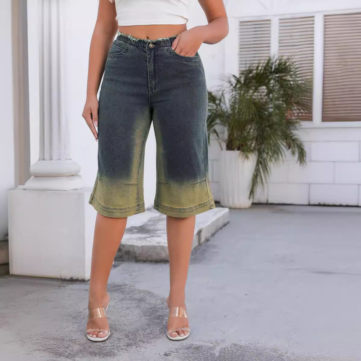Shorts Denim Frayed - Casual Shorts Women Mid Waist Jeans