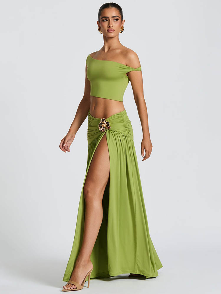 Mozision Elegant Dress Set Wom - Crop Top Crochet ulasan dan harga