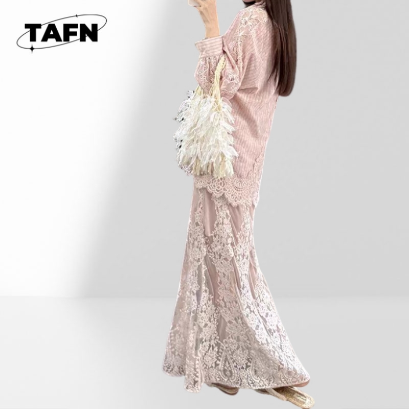 Ladies Fashion Skirt Soft Fabr - Midi Skirt Floral ulasan dan harga